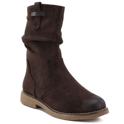 7. Women's insulated ankle boots with a wrinkled upper, chocolate M.Daszyńskie SA296-5
