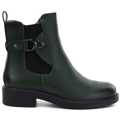 6. Women's ankle boots, insulated, green, M.Daszyński SA252-7