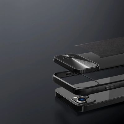 12. Nillkin CamShield Leather S Case iPhone 14 case cover with camera cover black