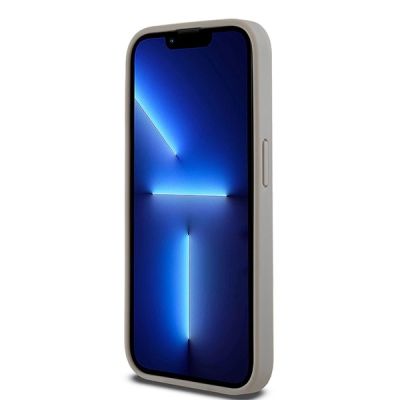 5. DKNY Leather Mono Stripe & Metal Logo case for iPhone 15 Pro - beige