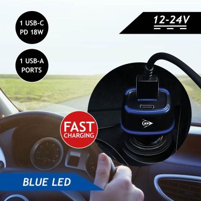 7. DUNLOP MULTI USB A + USB C CAR CHARGER