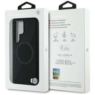 8. BMW Leather Half Textured MagSafe Case for Samsung Galaxy S25 Ultra - Black