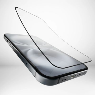 3. Puro Flexible Glass D3O Hybrid Glass with Black Frame for iPhone 16 / iPhone 15 / iPhone 15 Pro