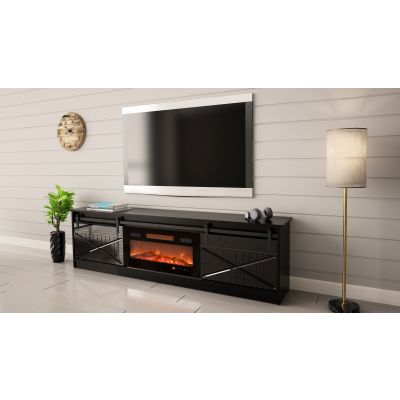 7. GRANERO TV cabinet + fireplace 200x56.7x35 black/black combination