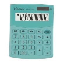 VECTOR OFFICE CALCULATOR FOR SCHOOLS, KAV VC-812 GN green, mint, battery / solar powered, SOLAR