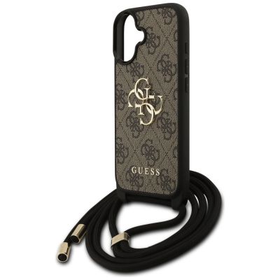 5. Guess 4G Big Logo Cord Stap Crossbody Case for iPhone 17 - Brown