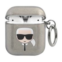 Karl Lagerfeld Glitter Karl's Head Case for AirPods 1/2 - Black