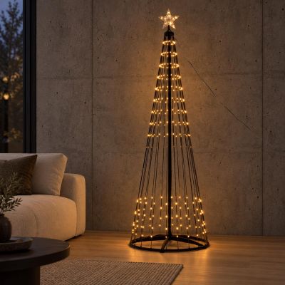 7. DECORATIVE CHRISTMAS TREE 154 LED SUPER WARM WHITE 150 CM REMOTE CONTROL BLACK FRAME