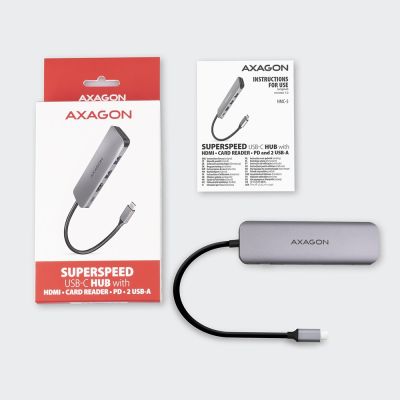 9. Axagon HMC-5 Docking Station Wired USB 3.2 Gen 1 (3.1 Gen 1) Type-C Gray