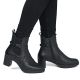 12. Women's leather ankle boots with heels, insulated, black, Rieker 77651-00