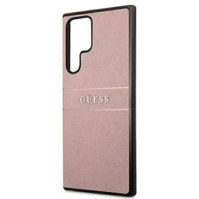 6. Guess Saffiano Strap Case for Samsung Galaxy S22 Ultra - Pink