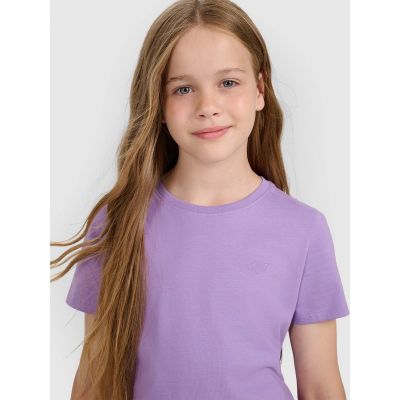 2. Regular plain girls' T-shirt 4F 4FJRAW25TTSHF3233-51S