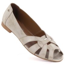 Women's leather ballerinas, openwork, comfortable, gold, Gino Fabiani OL28-1