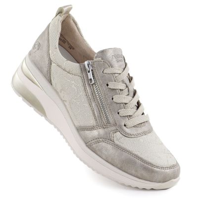Women's gold wedge sneakers Remonte Rieker D2401-61