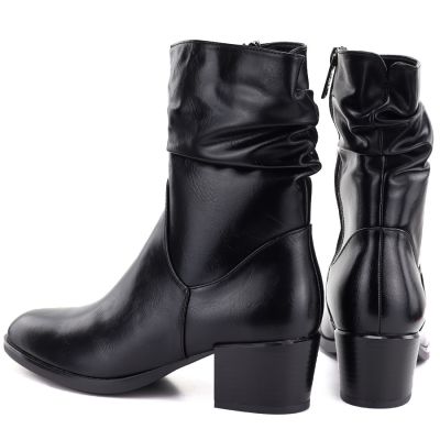 5. Women's high-heeled ankle boots with a gathered upper, black Vinceza 58682