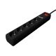GEMBIRD POWER STRIP, SURGE PROTECTION 5XSCHUKO + 2XUSB, 1.5M, BLACK