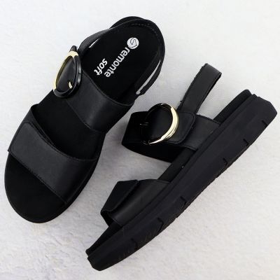 3. Women's leather wedge sandals black Remonte D2K50-00