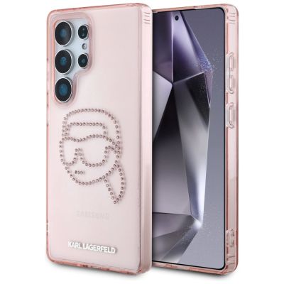 Karl Lagerfeld Rhinestones K. Head Logo Samsung Galaxy S25 Ultra Case Pink