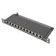 Digitus Patch Panel CAT 6A Slim, Shielded, 12-Port, 0.5U, 10", Black