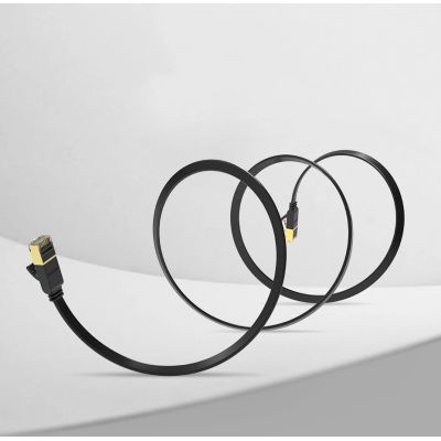 14. Ugreen Flat Cable Internet Network Cable Ethernet Patchcord RJ45 Cat 7 STP LAN 10 Gbps 3m Black (NW106 11262)