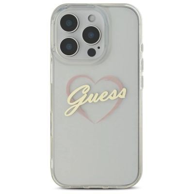 3. Guess IML Heart Case for iPhone 16 Pro - Transparent