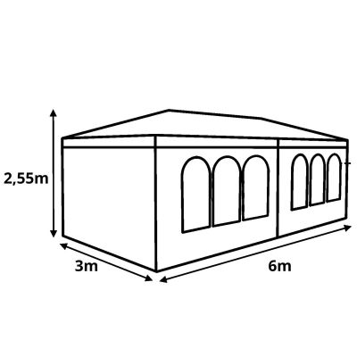 30. GARDEN PAVILION CATERING TENT PE 6x3M + 6 WALLS WHITE