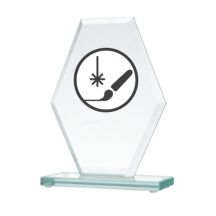 Engraved glass trophy + paint filling