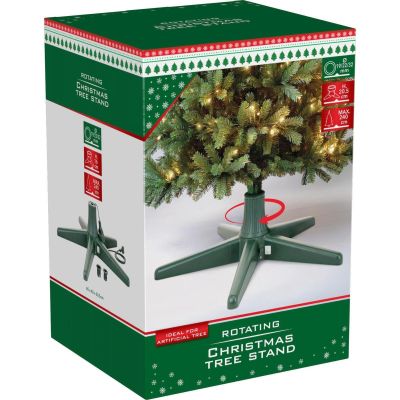 4. PLASTIC CHRISTMAS TREE STAND FOR ARTIFICIAL CHRISTMAS TREE, ROTATING WITH POWER SUPPLY FOR LIGHTS