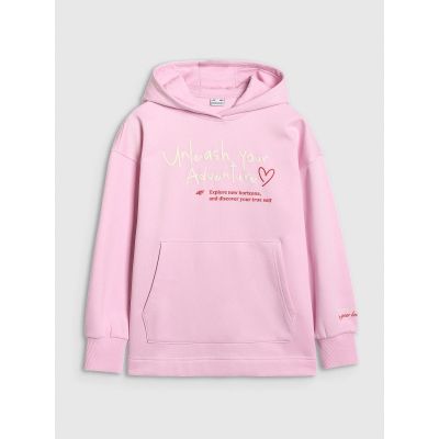 7. Oversized sweatshirt with hood, unzipped, for girls, 4F 4FJRAW25TSWSF2429-56S