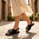 7. Women's closed-heel sandals with sequins, black Potocki 43349