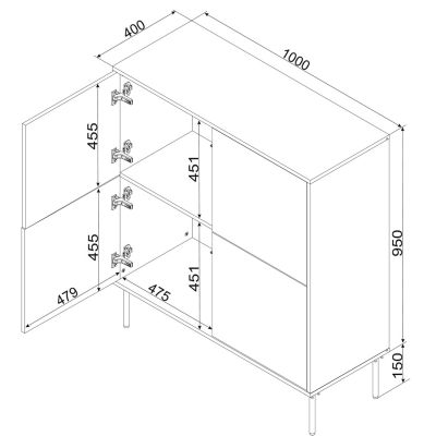 4. 4D TRESSE chest of drawers 100x40x110 cashmere matt