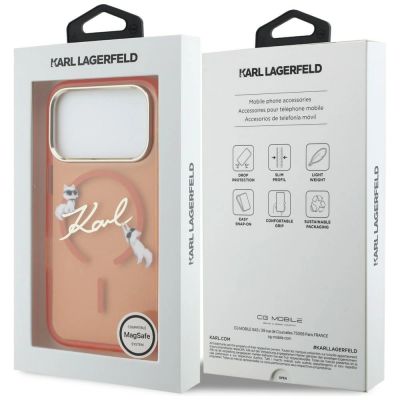 8. Karl Lagerfeld IML Choupettes Karl Script Logo MagSafe Case for iPhone 17 Pro Max - Orange