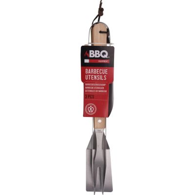 17. 3-in-1 BBQ Utensil Set with Wooden Handle