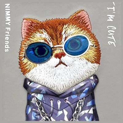7. Nimmy Glasses Cool Cat Case for iPhone 15 Pro - Gray