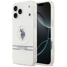 US Polo DH and Bottom Stripe Logo MagSafe Case for iPhone 17 Pro Max - White