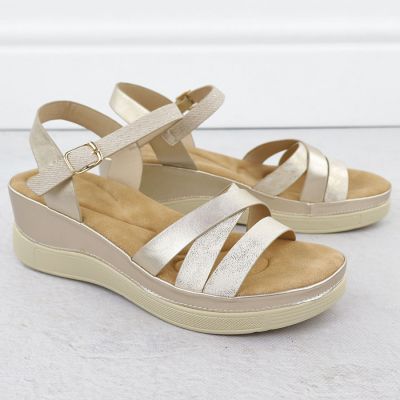 5. Women's gold wedge sandals Vinceza 15358