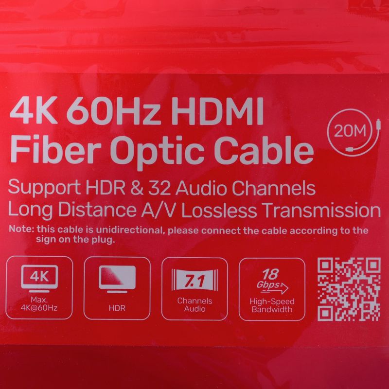 4. UNITEK OPTICAL CABLE HDMI 2.0 Active Optical Cable 4K 60HZ 20M