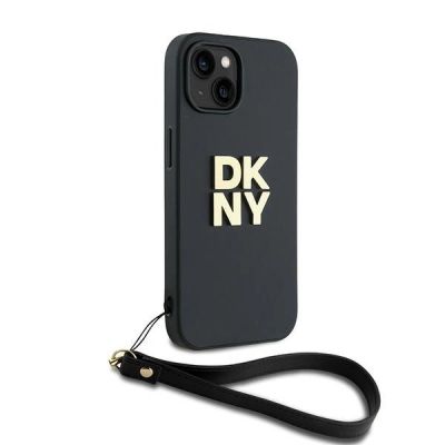 3. DKNY Wrist Strap Stock Logo case for iPhone 15 / 14 / 13 - black