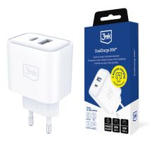 3mk DualCharge 20W PD3.0 QC 3.0 PPS USB 1A1C Wall Charger - White