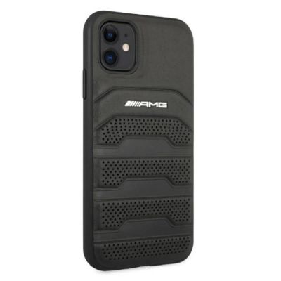 4. AMG AMHCN61GSEBK iPhone 11 6.1 "black / black hardcase Leather Debossed Lines