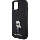 6. Karl Lagerfeld Fixed Glitter Ikonik Logo Metal Pin case for iPhone 15 - black
