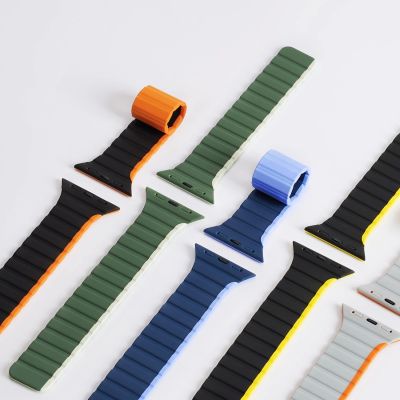 4. Magnetic Apple Watch SE, 9, 8, 7, 6, 5, 4, 3, 2, 1 (41, 40, 38 mm) Dux Ducis Strap (LD Version) - black and yellow