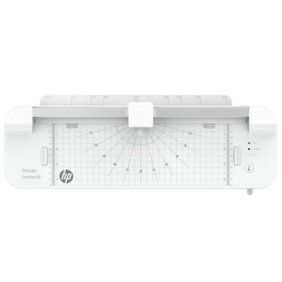 9. HP ONELAM COMBO A3 Laminator, cold/hot, integrated trimmer, corner rounder, speed 40cm/min + 15 pouches: 3xA4, 4xA5, 4xA6, 4xB-CARD, white