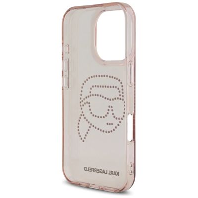 7. Karl Lagerfeld IML Rhinestones Karl Head Case for iPhone 16 Pro Pink