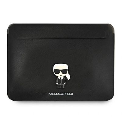 Karl Lagerfeld Sleeve Saffiano Ikonik Karl 16" Laptop Bag - Black