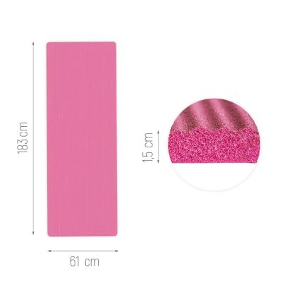 3. Wozinsky WNSP-15R Exercise Mat 183 x 61 x 1.5 cm Thick Gymnastic Mat for Yoga and Fitness - Pink