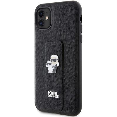 2. Karl Lagerfeld Gripstand Saffiano Karl&Choupette Pins case for iPhone 11 / Xr - black