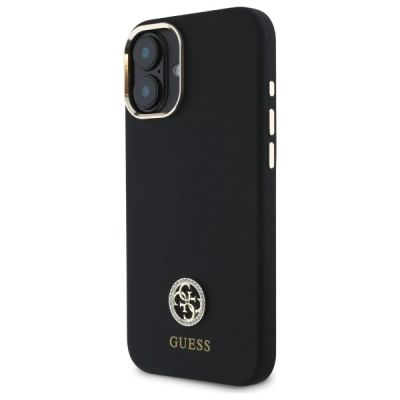 2. Guess Silicone Logo Strass 4G Case for iPhone 16 - Black