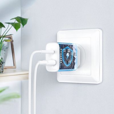 11. Acefast wall charger USB Type C / USB 20W, PPS, PD, QC 3.0, AFC, FCP white (A25 white)