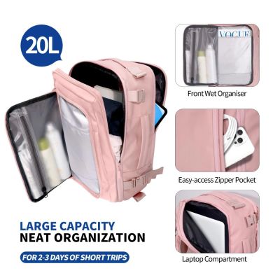 5. Tech-Protect Defender S50 Backpack for Ryanair & Wizzar, 20L Laptop - Pink